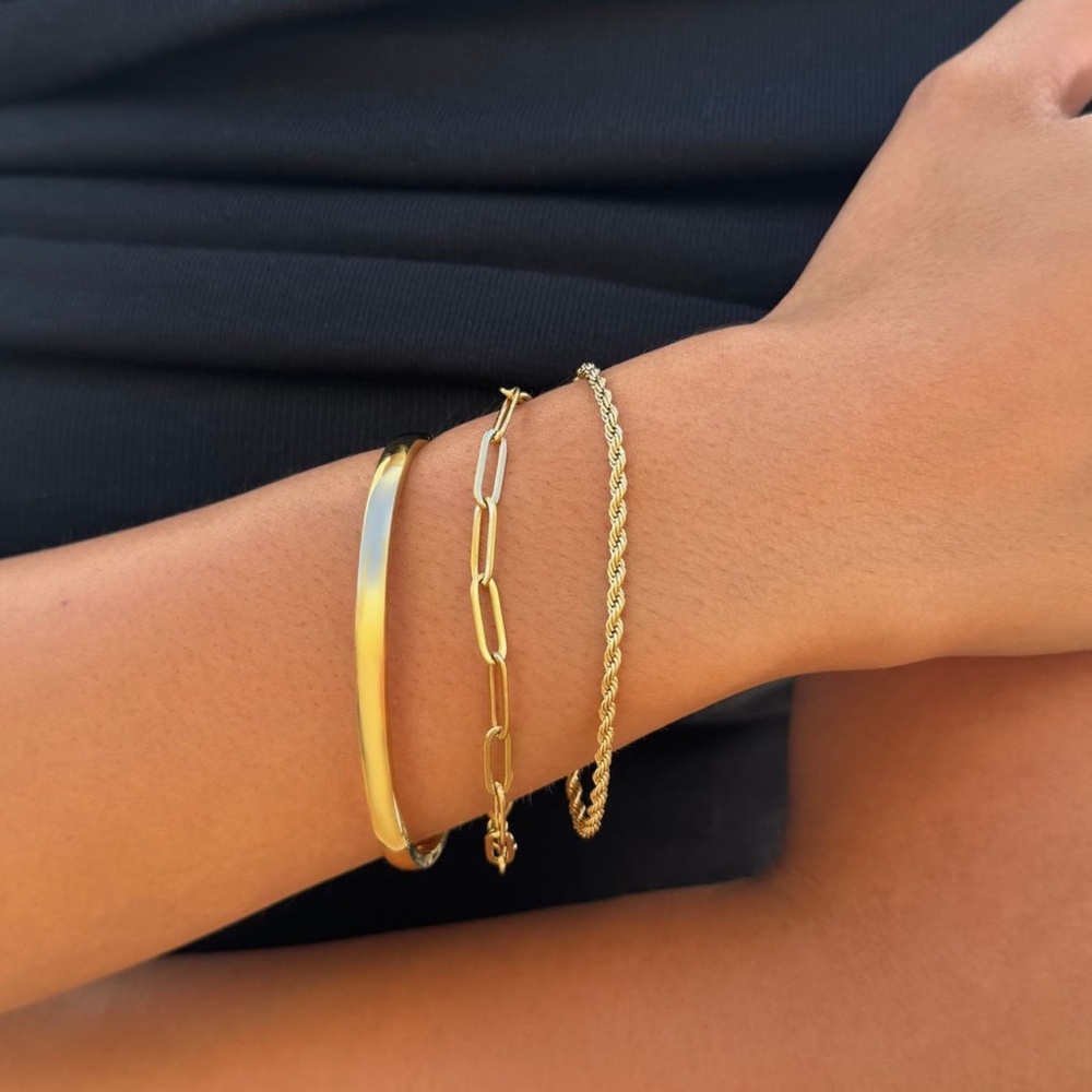 NWT Adornia Set of 3 18K Gold Plated Stainless Steel Bracelets